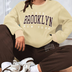 Casual Outfit: Letter Print Sweatshirt & Joggers Set
