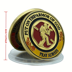 God's Armor Challenge Coin Fireman Pray In God We Trust