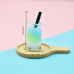 2pcs Mini Milk Tea Cup Resin DIY Pendant Keychain