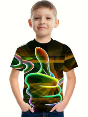 3D Print Thumb Graphic Short Sleeve T shirt for Boys Girls