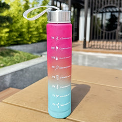 Rainbow Large Capacity Cup Gradient Plastic Water Bottle For Sports Fitness