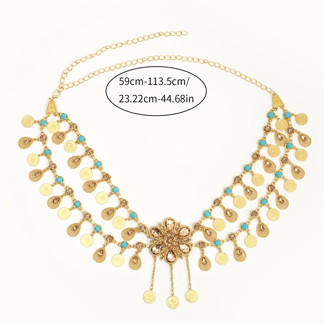 Flowers Pattern Metal Waist Chain Charm Bohemian Belt For Girls Children