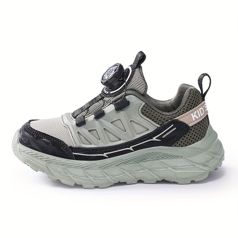 Boy's Chunky Shoes Rotating Buckle Non Slip Sneakers For Outdoor Activities