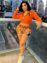 Graphic Print Bodycon Shorts High Stretch Sports Shorts