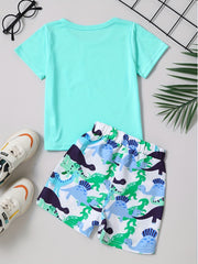 Boys Dinosaur Casual Outfit T shirt & Shorts Summer Clothes Set