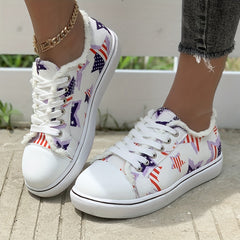 Women's Star Flag Canvas Sneakers Low Top Shoes for 4th of July