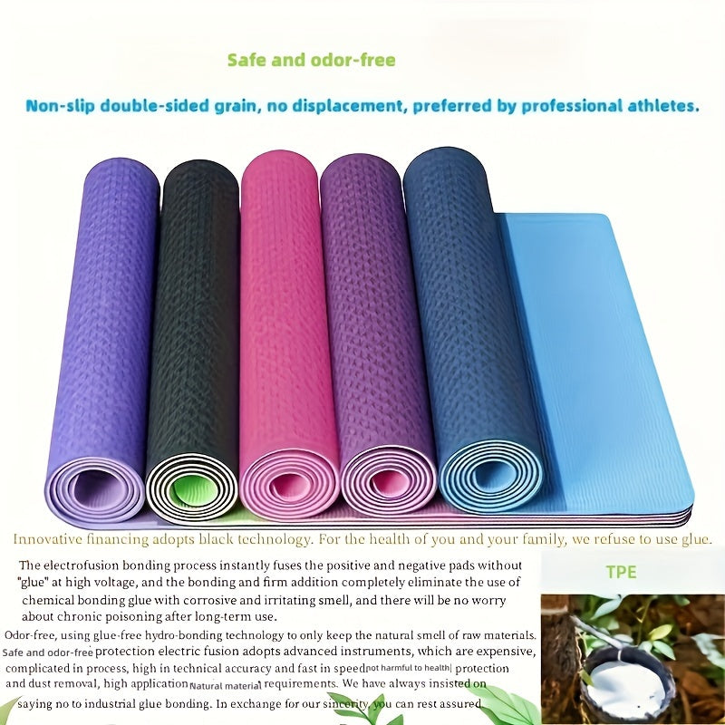 TPE Odorless Natural Rubber Yoga Mat Anti Slip Wear Resistant Exercise Mat