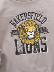 Lion Print Boys Casual Sweatshirt Crew Neck Tops Kids Clothing