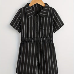 Kids Stripes Short Sleeve Romper Jumpsuit