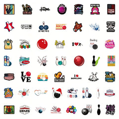 51pcs Cartoon Bowling Decal Set Vinyl Self Adhesive Appliques for Scrapbooking