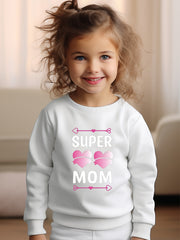 Girls Hearts Pattern Crew Neck Sweatshirt For Spring