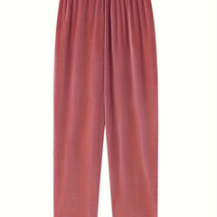 Velvet Lounge Pants Elastic Waist Medium Stretch