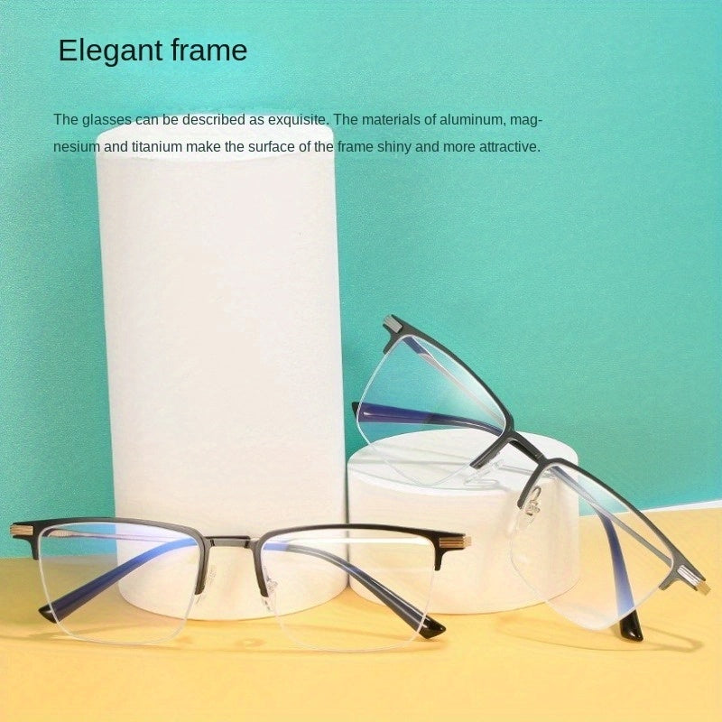 Semi Rimless Men's Glasses Lightweight Durable with Box & Cloth