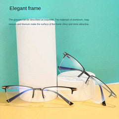 Semi Rimless Men's Glasses Lightweight Durable with Box & Cloth