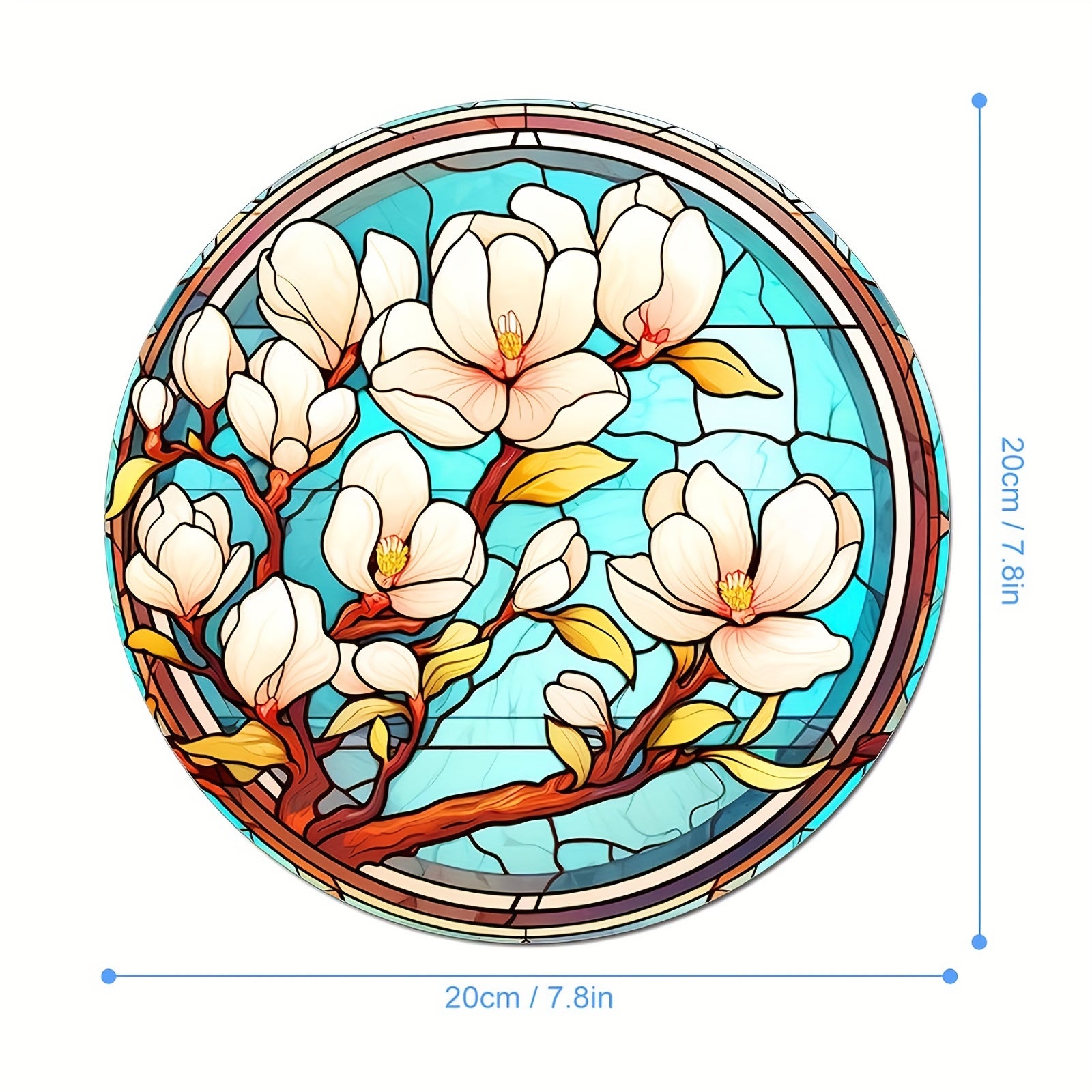 Stained Glass Floral Round Mouse Pad 7.87 Inch