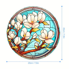 Stained Glass Floral Round Mouse Pad 7.87 Inch