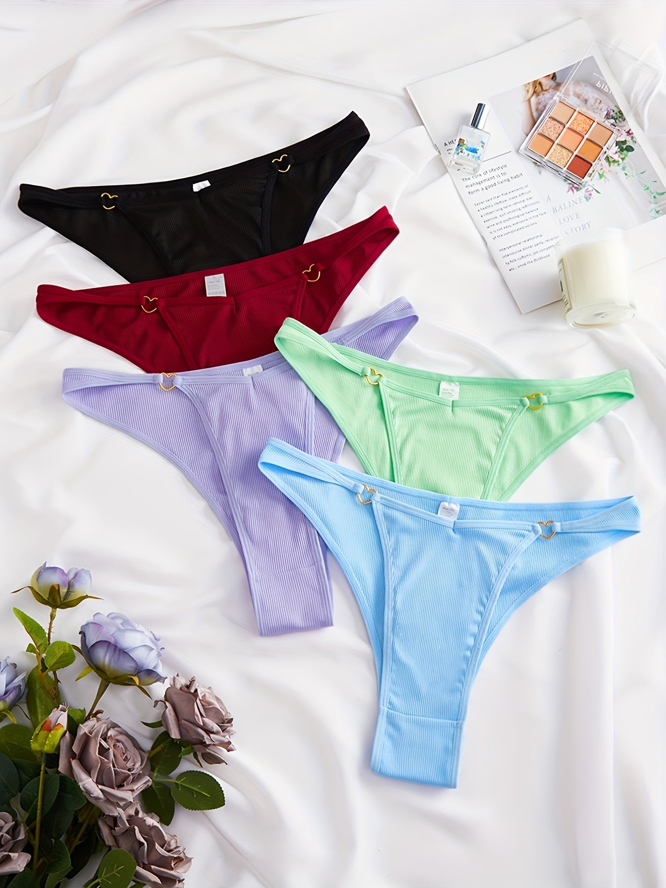 5 Pack Plus Size Romantic Panties Set