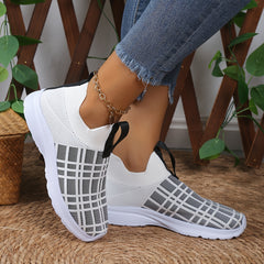 Plaid Mesh Outdoor Sneakers Lightweight Running Shoes Women's Footwear