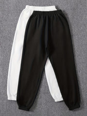 2-Pack Mixed Elastic Waist Joggers for Women's Spring & Fall Casual Wear