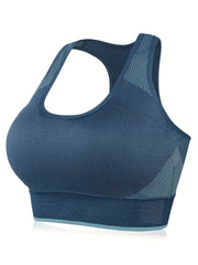 Sports Bra Women's Plus Striped Racer Back Workout Bra