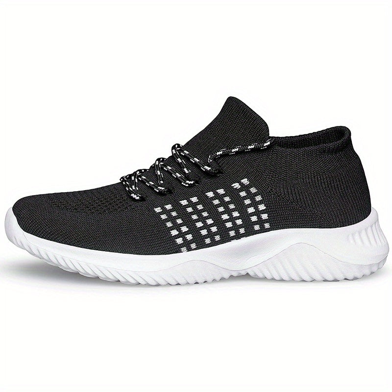 Women's Low Top Knitted Sports Shoes Lace Up Outdoor Running Sneakers