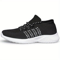 Women's Low Top Knitted Sports Shoes Lace Up Outdoor Running Sneakers