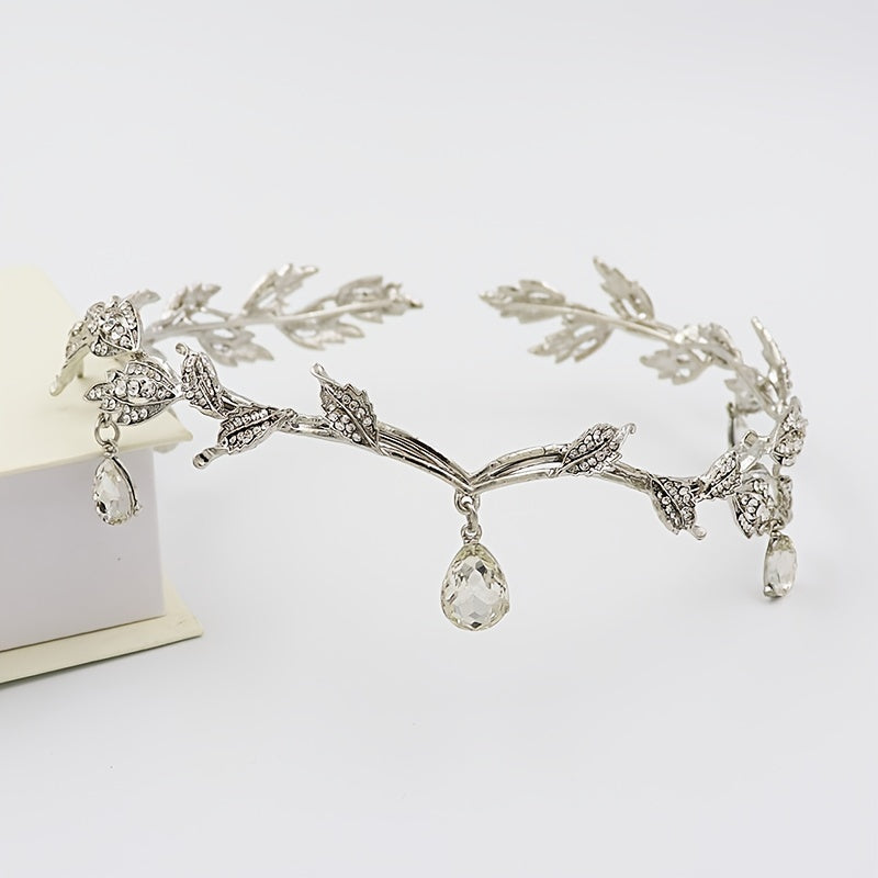 Rhinestone Leaf Crown Headband Bridal Wedding Party Favor Decorations