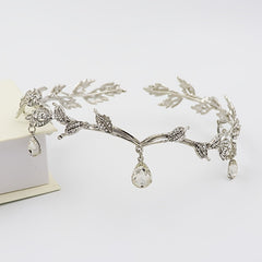Rhinestone Leaf Crown Headband Bridal Wedding Party Favor Decorations