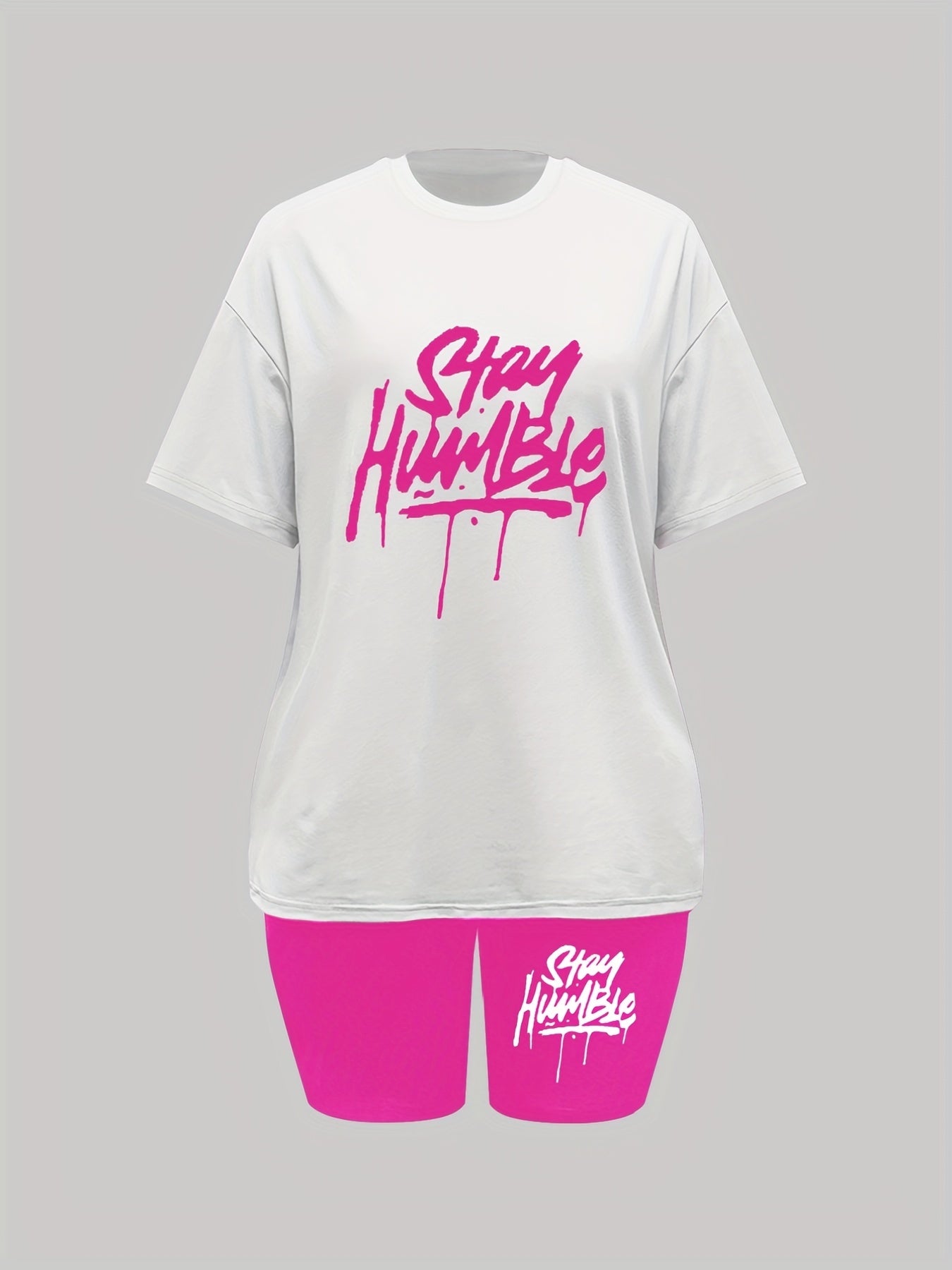 Graffiti Print Tee & Shorts 2 Piece Set