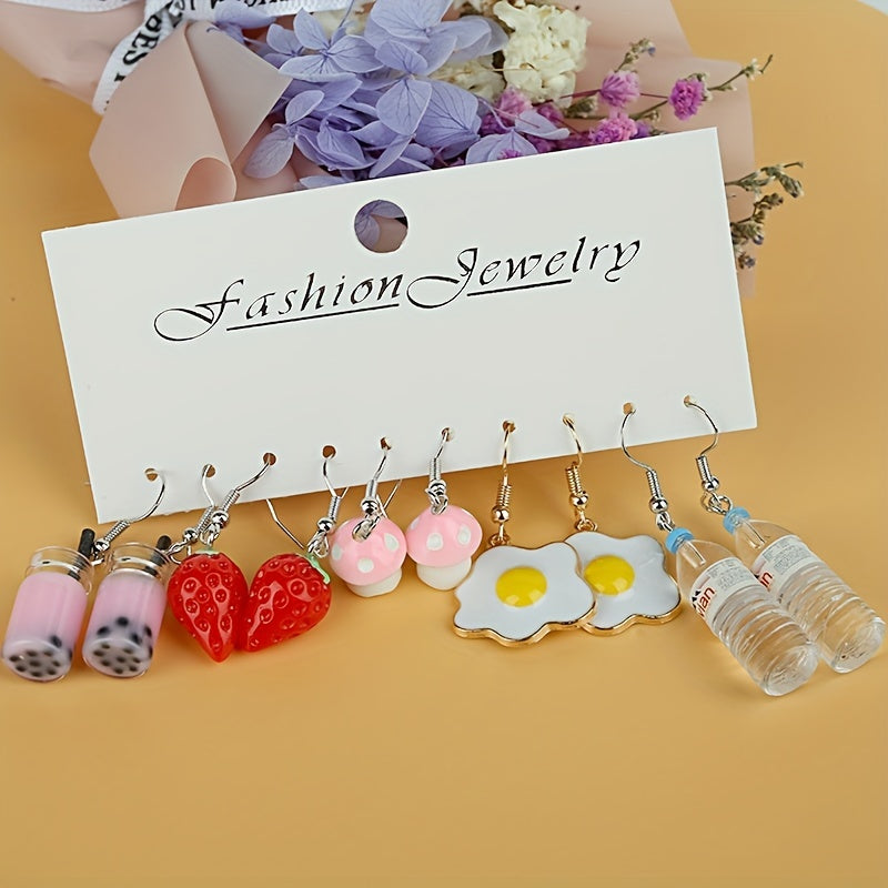 5 Pairs Girls Funny Drop Earrings for Party Birthday Gift