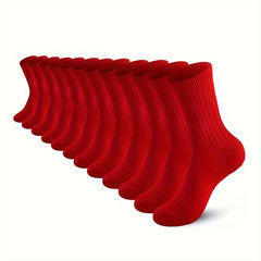 10pairs Red Year Socks Vertical Striped Mid calf Socks