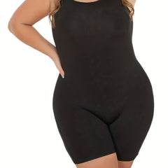 Casual Cami Romper Women's Plus Solid Round Neck Skinny Romper