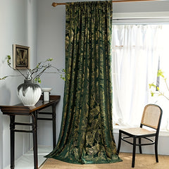 Velvet Green American Printed Blackout Curtains