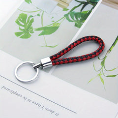 Men's Rotatable Woven Leather Horseshoe Buckle Keychain