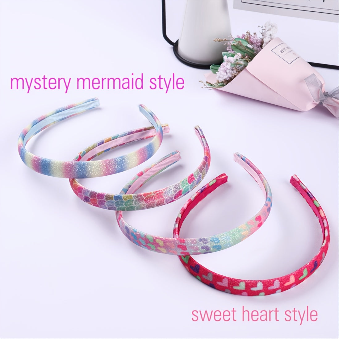 Glitter Thin Headbands for Girls Sparkly No Slip Hairbands