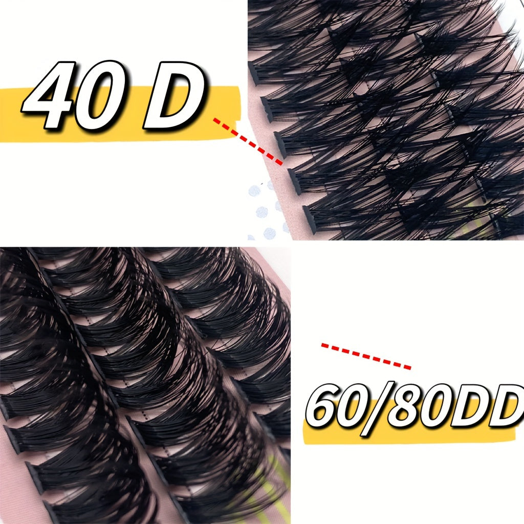 60 Pcs Cluster Lashes 60D 80D DD Curling 12 14 16mm Individual Lash Extensions