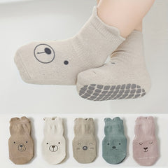 5 Pairs Toddler Non-slip Floor Socks Boys Girls Animal Cartoon