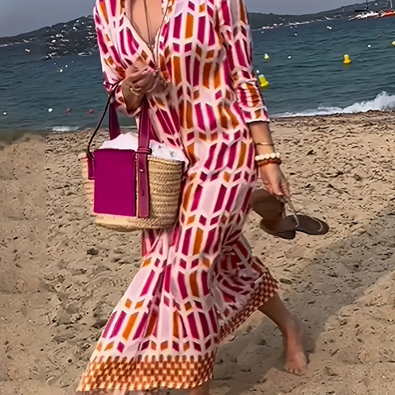 Women's Geometric Print Maxi Dress