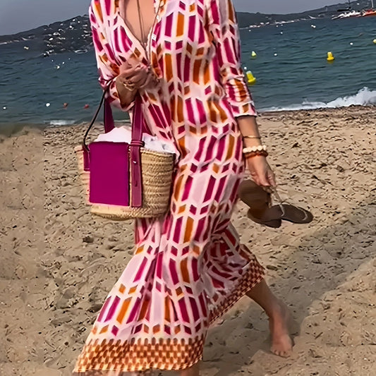 Women's Geometric Print Maxi Dress