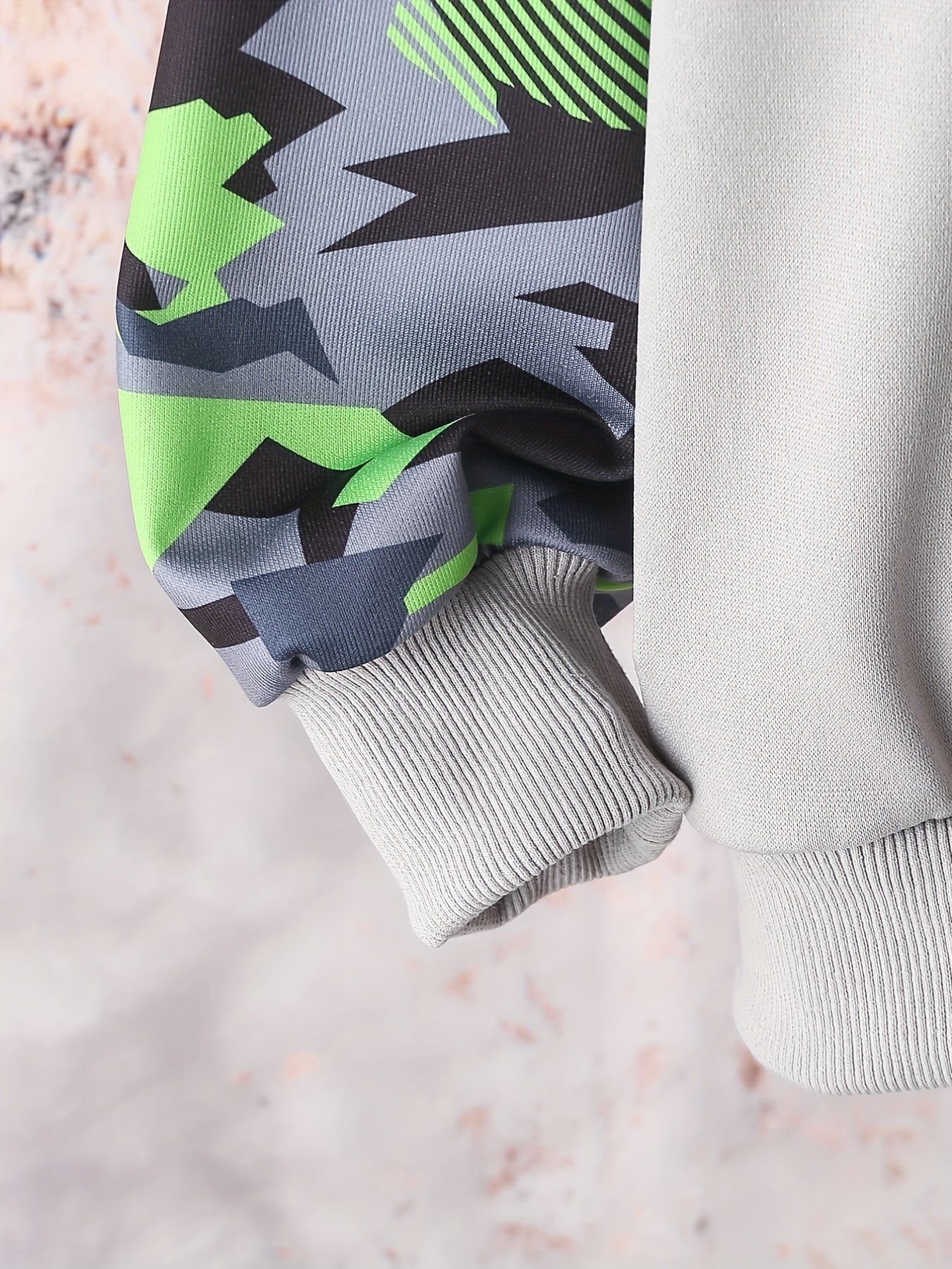 Geometric Dino Boy's Sweatshirt & Sweatpants Set For Kids