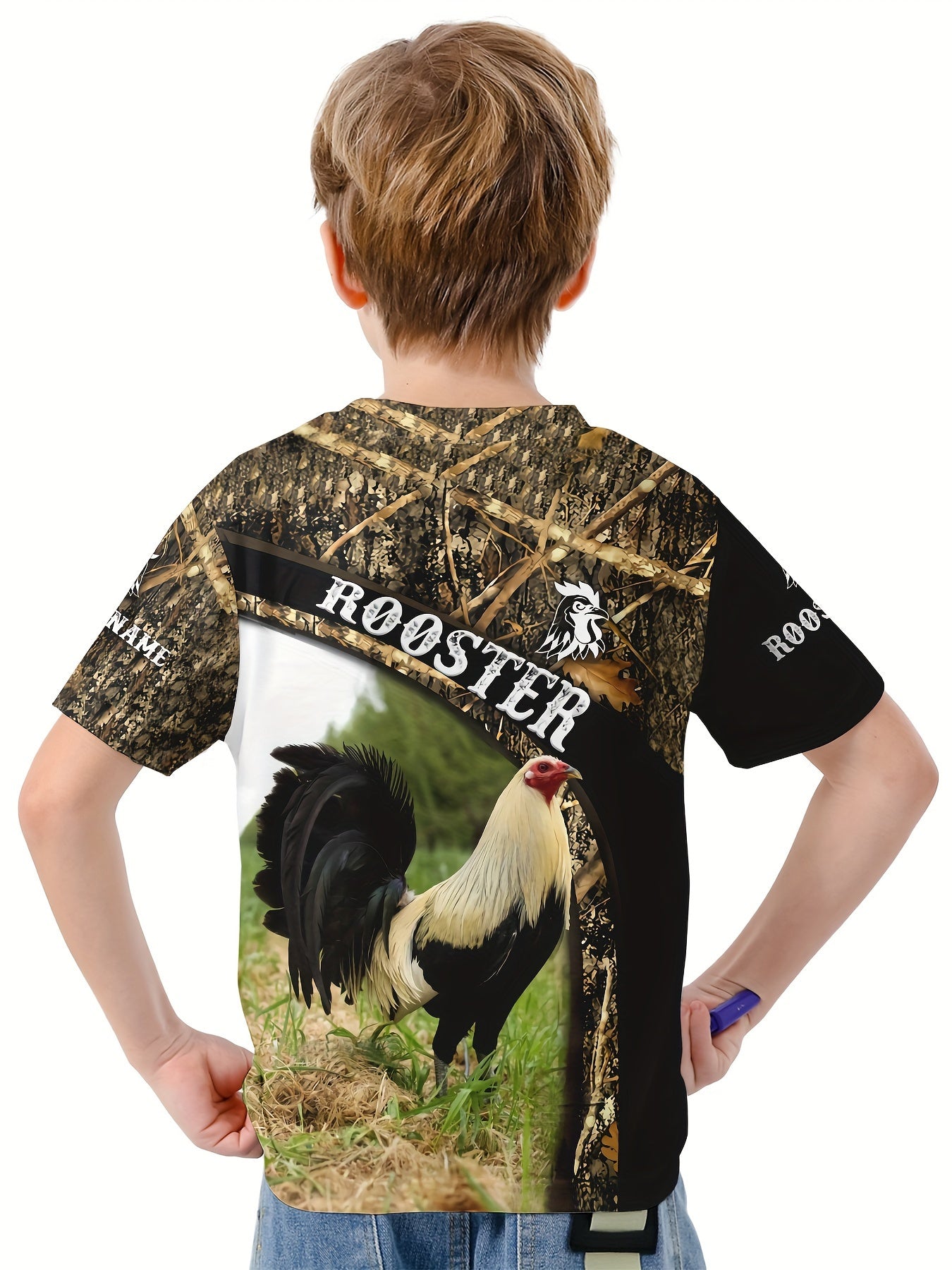 Rooster 3D Print Kids T shirt Boys Summer Lightweight Round Neck Top