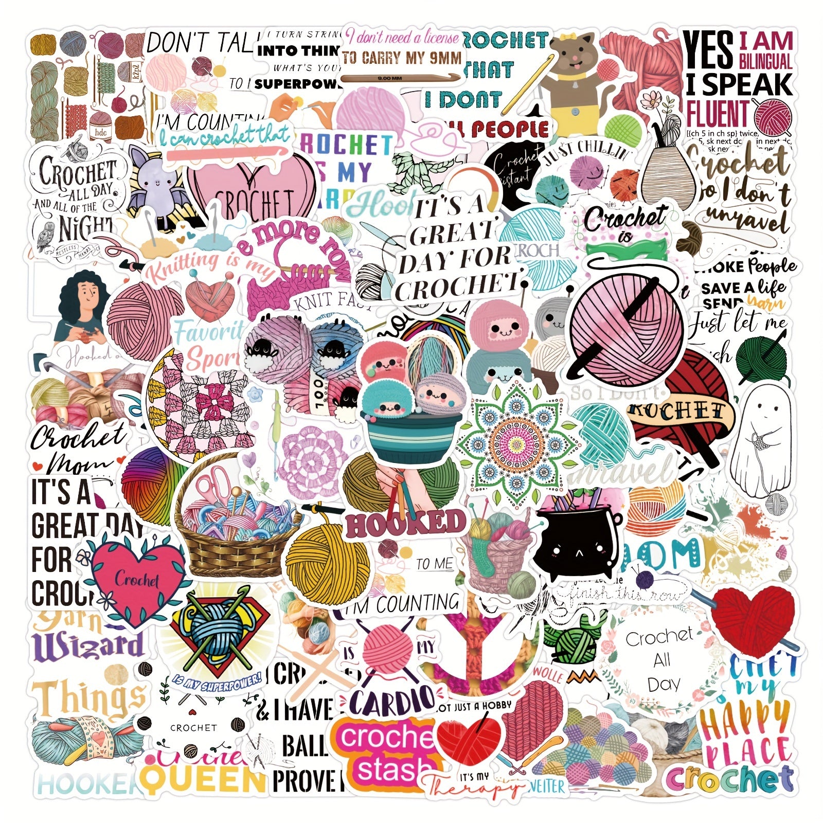 120pcs Knitting Vinyl Stickers Scrapbooking Stickers Water Bottle Laptop