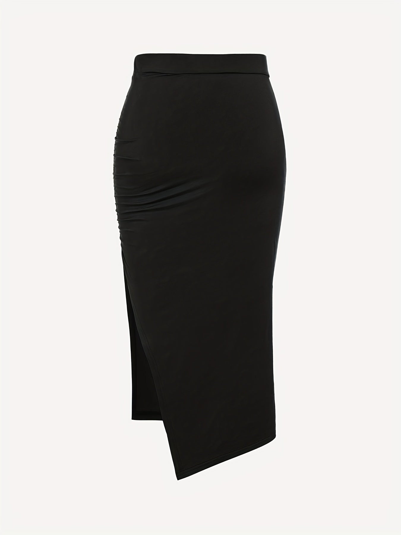 Sexy Ruched Split Maxi Skirt Solid Color