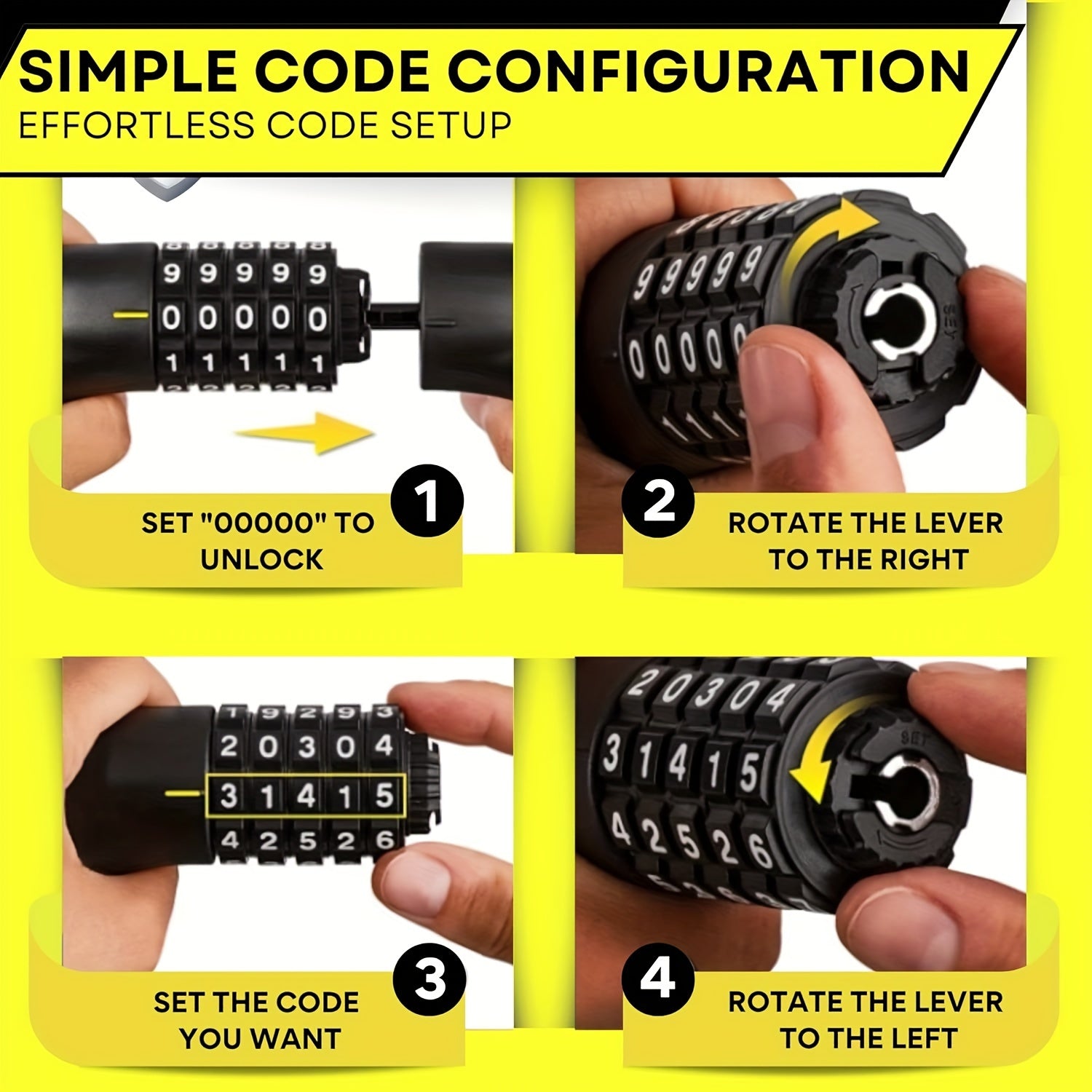 Heavy Duty 5 Digit Combination Cable Bike Lock Waterproof Motorbike Lock