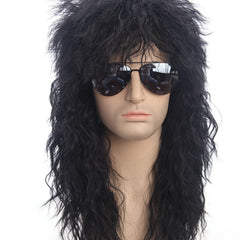 Men's Punk Style Long Curly Fiber Hair Wig Halloween Rock Wig