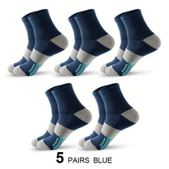 5 Pairs Men's Cotton Breathable Mid-calf Sport Socks