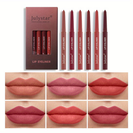 Waterproof Pink Lip Pencil Set, Matte Lip Gloss, Non-Halo Lipstick Pen