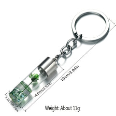 Glass Wish Bottle Keychain Dried Flower Pendant Charms Key Ring