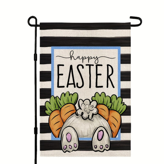 Happy Easter Garden Flag Rabbit 30 48 45 72 Cm Double Sided Carrots Stripes