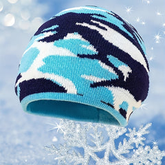 Neutral Camouflage Knitted Hat For Children
